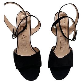 Free Lance Black Deerskin Heeled Sandals Black