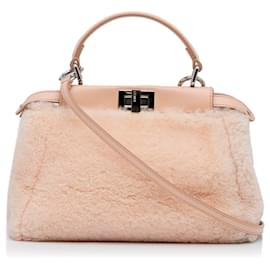 Fendi-Mini cartable Fendi Peekaboo marron-Marron,Beige