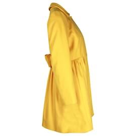 Red Valentino-Red Valentino Coat Dress in Yellow Wool-Yellow
