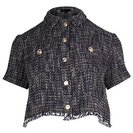 Top corto Maje de tweed de algodón azul marino Azul Azul marino