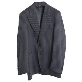 Dolce & Gabbana Blazer Monopetto Gessato in Viscosa Nera Nero