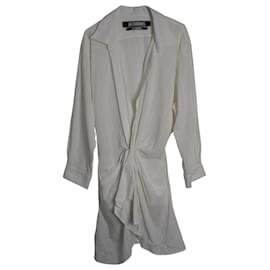 Jacquemus-Vestido Jacquemus La Robe Bahia de lino y algodón blanco-Blanco