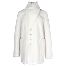Joseph-Joseph Lyne Reversible Shearling Coat in White Leather-White