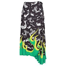 Prada 2009 Asymmetrischer Rock mit Meerjungfrau-Print aus schwarzem Polyester Schwarz