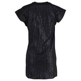 Balenciaga-Balenciaga Mini Robe T-Shirt Imprimée Texture Tressée en Coton Noir-Noir