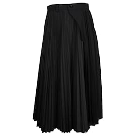 Sacai-Jupe mi-longue plissée électrique Sacai en polyester noir-Noir