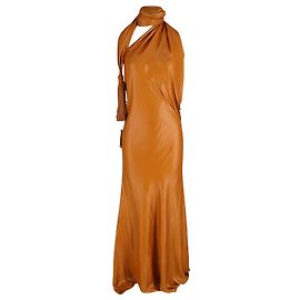 Bottega Veneta Neckholder-Kleid mit Quasten aus orangefarbenem Polyester Orange