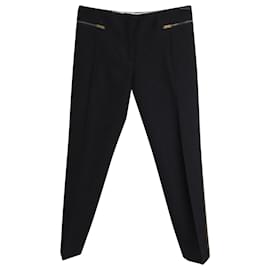 Céline-Celine Zipped Pocket Trousers in Black Wool-Black