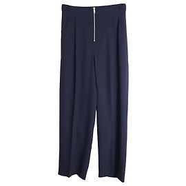 Céline Celine Front-Zip Trousers in Navy Blue Wool Blue Navy blue