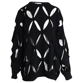 Valentino Garavani-Valentino Cut-Out Sweater in Black Wool-Black