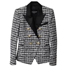 Balmain-Gefütterter Tweed-Blazer von Balmain aus schwarzem Acryl-Schwarz