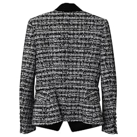 Balmain-Balmain Double-Breasted Tweed Blazer in Black Acrylic-Black