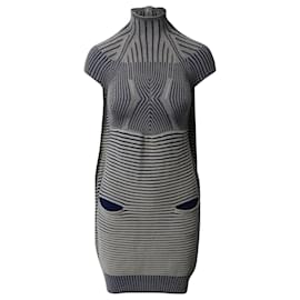 Peter Pilotto-Peter Pilotto Striped High Neck Knitted Mini Dress in Multicolor Cotton-Multiple colors