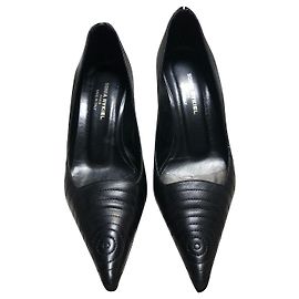 Sonia Rykiel escarpins surpiqués en cercles Noir