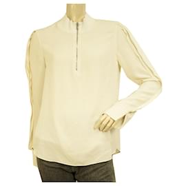 3.1 Phillip Lim-3.1 Phillip Lim Ivory Silk Zipper Top Long Sleeves Blouse size 4-Cream