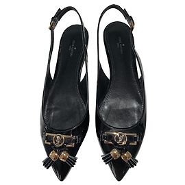 Louis Vuitton Black Leather Flats Size 40 Black