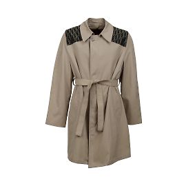 Autre Marque Kamad Paris Upcycled-Trenchcoat mit Dior-Patch Beige