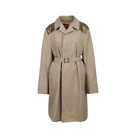 Autre Marque Kamad Paris Upcycled Trenchcoat mit Fendi-Patch Khaki