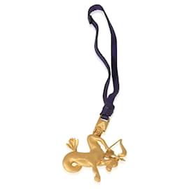 Valentino-Valentino Sagittarius Charm on Purple Leather Strap, from Spring/Summer 2014-Golden,Metallic