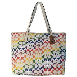 Bolsa tote Coach em lona arco-íris multicolorida Branco Vermelho Azul Multicor Verde Laranja Cru Roxo Amarelo