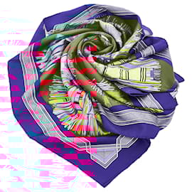 Hermès-Hermes Blue Cuirs du Desert Silk Scarf-Blue