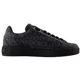 Dolce & Gabbana-Spalmato Logo Sneakers - Dolce&Gabbana - Canvas - Black-Black
