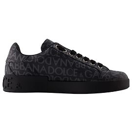 Dolce & Gabbana Logo Spalmato Sneakers - Dolce&Gabbana - Canvas - Black Nero