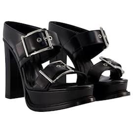 Alexander Mcqueen-Leath S.Ledersandalen – Alexander McQueen – Leder – Schwarz/Silber--Schwarz