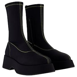 Ganni-Retro Flatform Ankle Boots - Ganni - Synthetic - Black-Black
