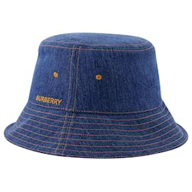 Burberry-MH Washed Denim Bucket hat - Burberry - Cotton - Washed Indigo-Blue