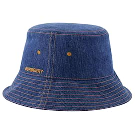 Burberry-MH Washed Denim Bucket Hat – Burberry – Baumwolle – Washed Indigo-Blau
