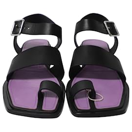 Maison Martin Margiela-Maison Margiela Square Toe Sandals in Black and Violet Leather-Other,Python print