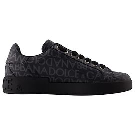 Dolce & Gabbana Logo Spalmato Sneakers - Dolce&Gabbana - Canvas - Black Nero