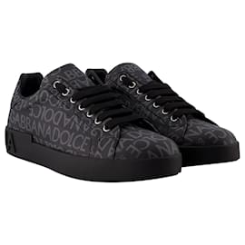 Dolce & Gabbana-Logo Spalmato Sneakers - Dolce&Gabbana - Canvas - Black-Nero