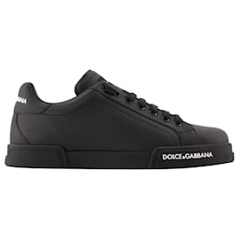 Dolce & Gabbana-Portofino Sneakers - Dolce&Gabbana - Leather - Black-Black