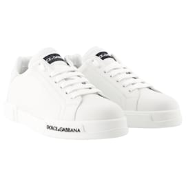 Dolce & Gabbana-Portofino Low-Top Sneakers - Dolce&Gabbana - Leather - White-White