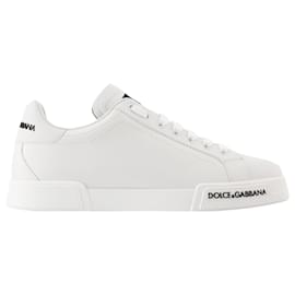 Dolce & Gabbana-Portofino Low-Top Sneakers - Dolce&Gabbana - Leather - White-White