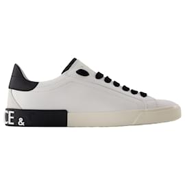 Dolce & Gabbana-Portofino Sneakers - Dolce&Gabbana - Leather - Black/ WHITE-White