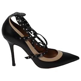 Valentino-Sapatos com tachas Valentino Grommet em couro preto-Preto