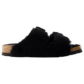 Birkenstock-Sandália Arizona BB Shearling Teddy - Birkenstock - Lã - Preto-Preto