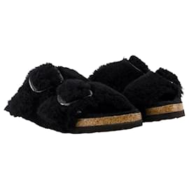 Birkenstock-Arizona BB Shearling Teddy Sandals - Birkenstock - Wool - Black-Black