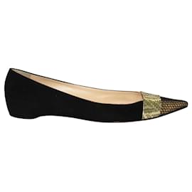 Christian Louboutin-Pointed Suede Flats-Black
