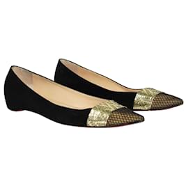 Christian Louboutin-Pointed Suede Flats-Black
