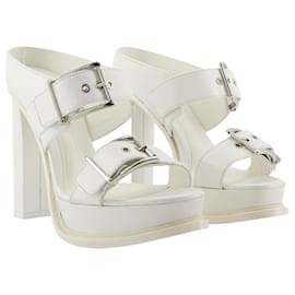 Alexander Mcqueen-Leath S.Ledersandalen – Alexander Mcqueen – Leder – Elfenbein/Argenté-Mehrfarben