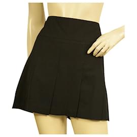 Burberry-Burberry Black Woolen Pleated Mini Length Skirt size UK 8, US 6-Black