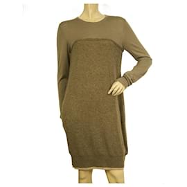 Chloé-Chloe Brown Cashmere Silk Long Sleeve Knee Length Knit Dress size S-Brown