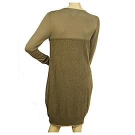 Chloé-Chloe Brown Cashmere Silk Long Sleeve Knee Length Knit Dress size S-Brown