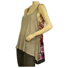Dolce & Gabbana gray Front Multicolor Silk back Sleeveless Tank Top size 40 Multiple colors