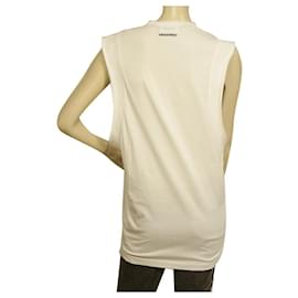 Dsquared2-Dsquared2 D2 White Sleeveless V Neck Panther Long Cotton Top - Size XS-White