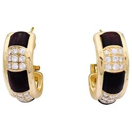 Boucheron-Boucheron earrings, "The Plural", In yellow gold, diamants, snakewood.-Other